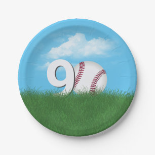Plato De Papel 90 Años De Béisbol En Grasa Verde