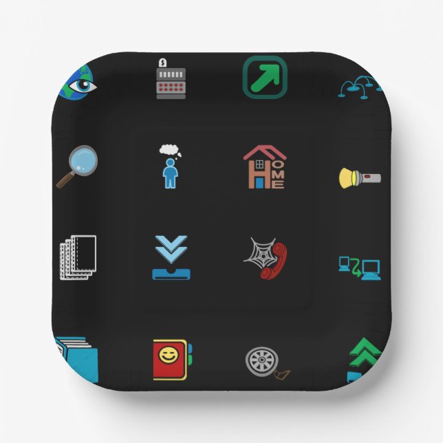 Plato De Papel 90s Retro Tech and Web Icon Pattern (Anverso)