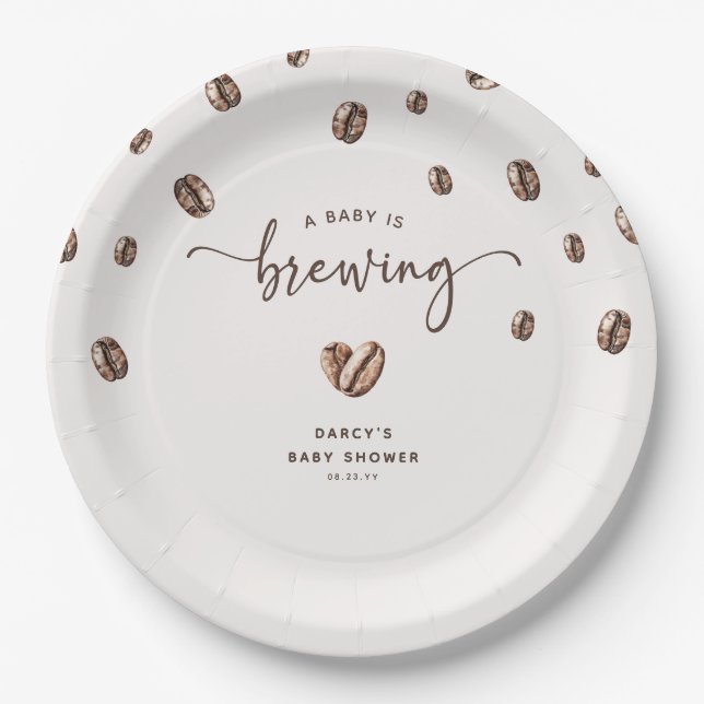 Plato De Papel 'a Baby is Brewing' Coffee Baby Shower (Anverso)