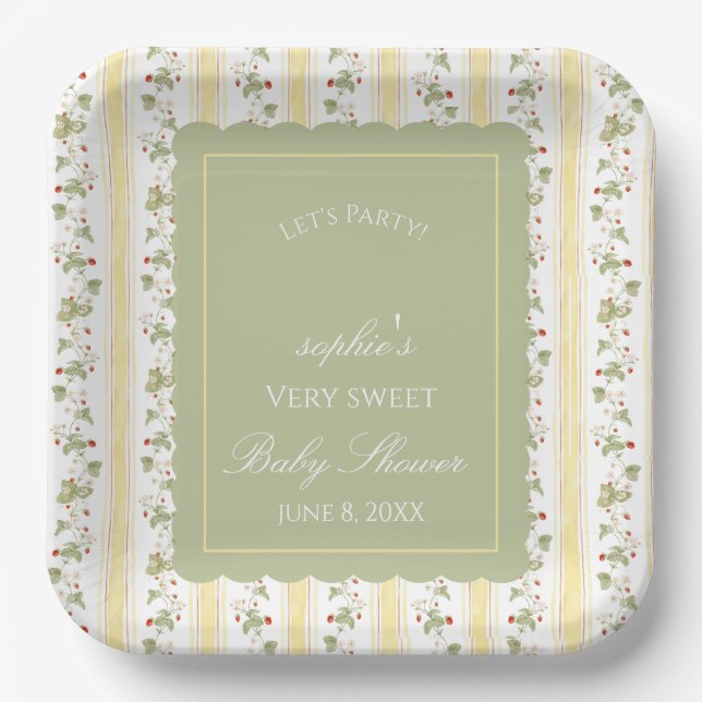 Plato De Papel A berry sweet baby is on the way square (Anverso)