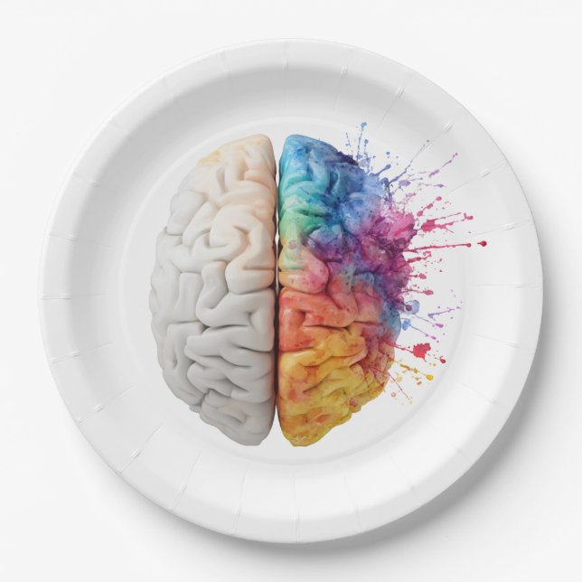 Plato De Papel A brain divided between logical and creative sides (Anverso)