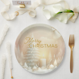 Plato De Papel A Christmas Angel Fantasy Snowy Landscape