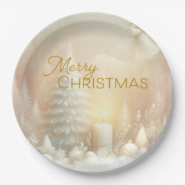 Plato De Papel A Christmas Angel Fantasy Snowy Landscape