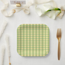 Plato de papel a cuadros gingham de limón de veran