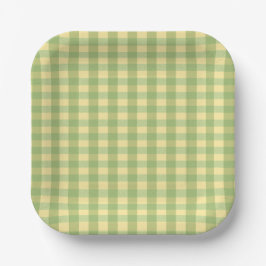 Plato de papel a cuadros gingham de limón de veran