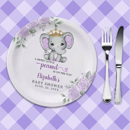 Plato De Papel A Cute Little Peanut is Coming Baby Shower Girl