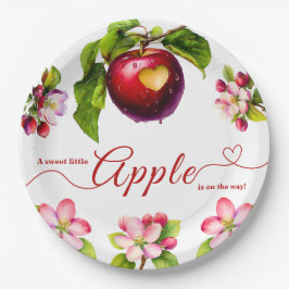 Plato De Papel A Little Apple Is On The Way | Fall Baby Shower 