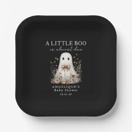 Plato De Papel A Little Boo Cute Ghost Wildflowers Baby Shower 