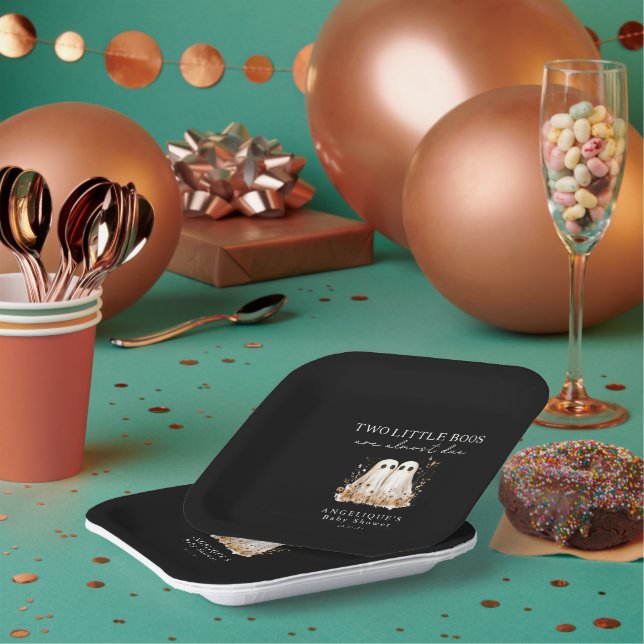 Plato De Papel A Little Boo Cute Ghost Wildflowers Baby Shower  (Multi)