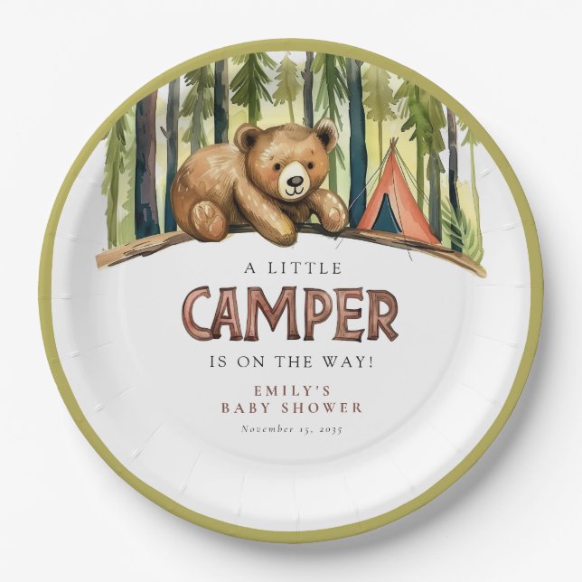 Plato De Papel A Little Camper Forest Baby Shower (Anverso)