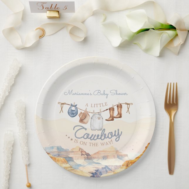Plato De Papel A Little Cowboy Western Canyon Baby Shower (Boda)