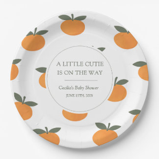 Plato De Papel A Little Cutie Orange Gender Neutral Baby Shower