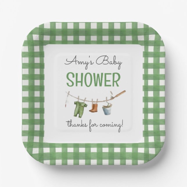 Plato De Papel A Little Fisherman Baby Shower Square (Anverso)