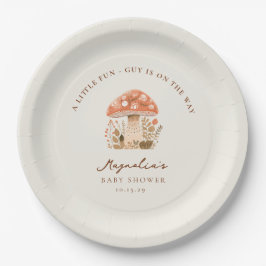 Plato De Papel A Little Fun Guy Mushroom Fall Baby Shower 