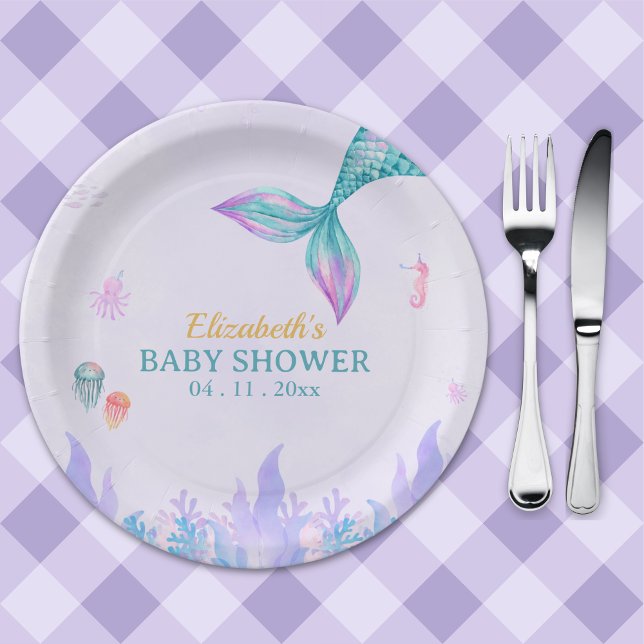Plato De Papel a Little Mermaid is on her way Girl Baby Shower (Subido por el creador)