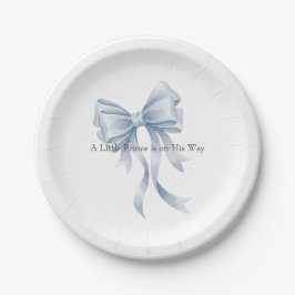 Plato De Papel A Little Prince Blue Watercolor Bow Baby Shower