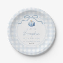 A Little Pumpkin Blue Bow Fall Baby Shower