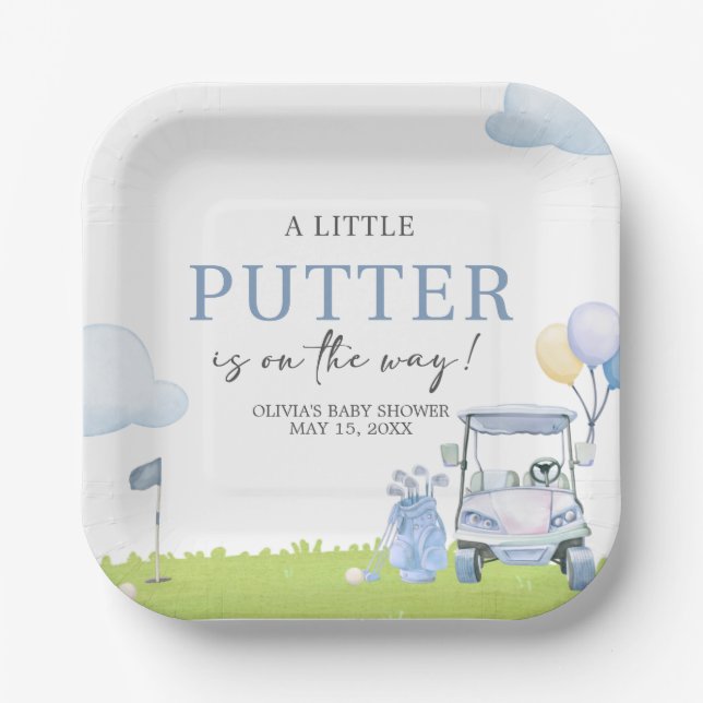 Plato De Papel A Little Putter Golf Baby Shower (Anverso)