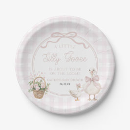 Plato De Papel A Little Silly Goose Pink Floral Bow Baby Shower
