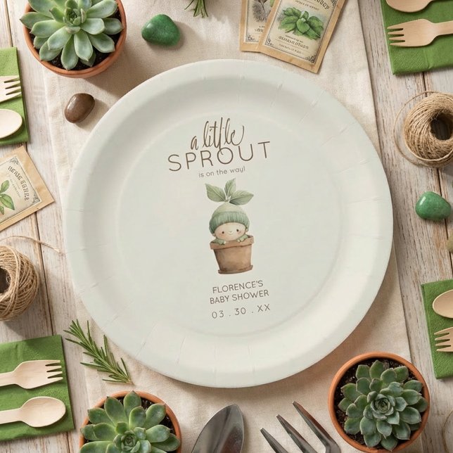 Plato De Papel A Little Sprout Baby Shower (Subido por el creador)
