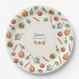 Plato De Papel A Little Sprout Is On the Way Baby Shower Round 