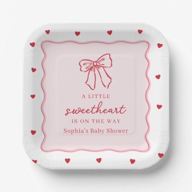 Plato De Papel A Little Sweetheart Valentine's Baby Shower (Anverso)