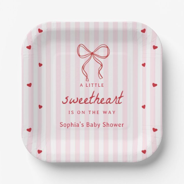 Plato De Papel A Little Sweetheart Valentine's Baby Shower (Anverso)