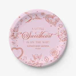 Plato De Papel A Little Sweetheart Valentine's Day Baby Shower