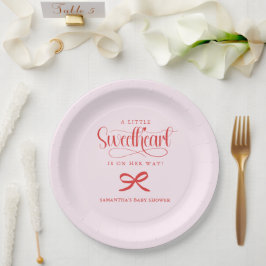 Plato De Papel A little sweetheart Valentines girl baby shower