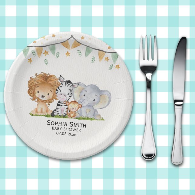 Plato De Papel A Little Wild One Safari Animals  (Subido por el creador)