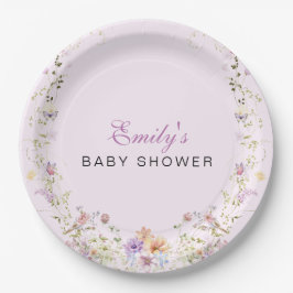 Plato De Papel A Little Wildflower Baby Shower 