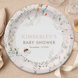 Plato De Papel A little Wildflower Wild Flower Baby Shower