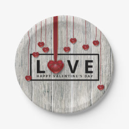 Plato De Papel A los El día de San Valentín de madera rústica les
