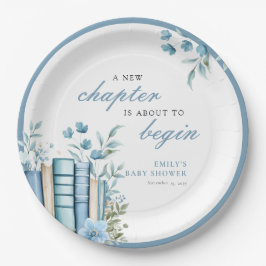 Plato De Papel A New Chapter Blue Baby Shower