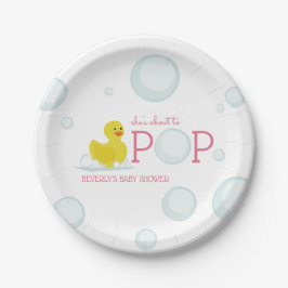 Plato De Papel A punto de despegar burbujas en el Baby Shower ros