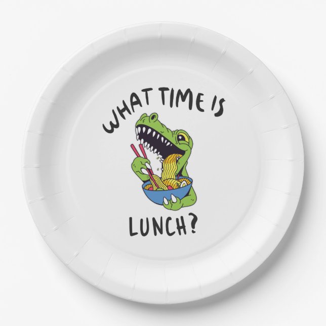 Plato De Papel ¿A qué hora es el almuerzo (Anverso)