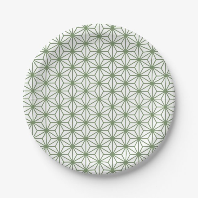 Plato De Papel A seamless pattern of interlocking green geometric (Anverso)
