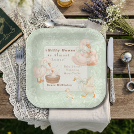 Plato De Papel A Silly goose green baby shower