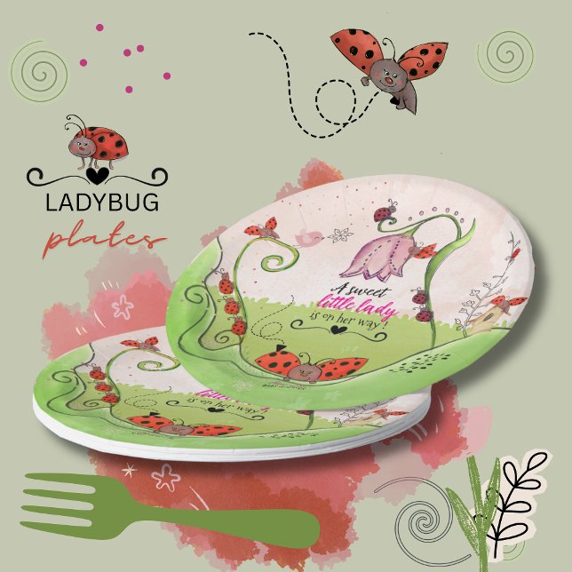 Plato De Papel A Sweet Little Lady Ladybug Baby Shower Paper Plat (A Sweet Little Lady Ladybug Baby Shower Paper Plat Paper Plates)