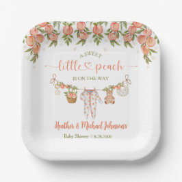 Plato De Papel A Sweet Little Peach Clothesline Baby Shower