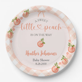 Plato De Papel A Sweet Little Peach Gingham Baby Shower
