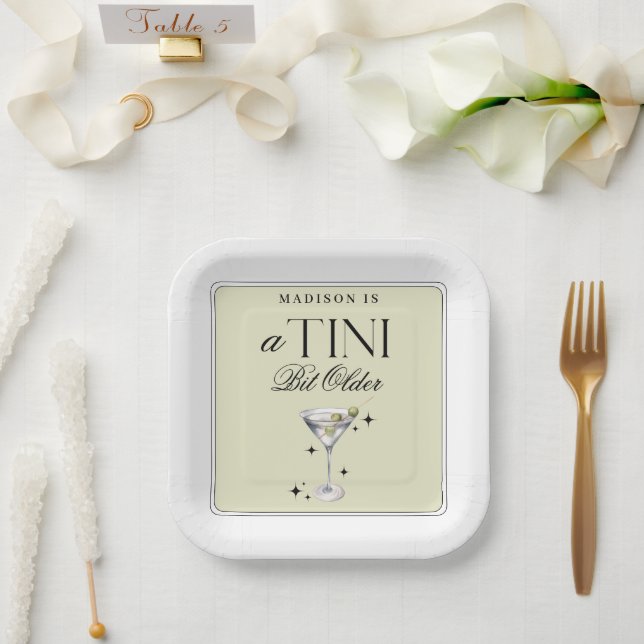 Plato De Papel a Tini bit Older Martini Olive Birday (Boda)