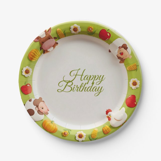 Plato De Papel Abajo en la placa de papel de la fiesta de cumplea (Anverso)