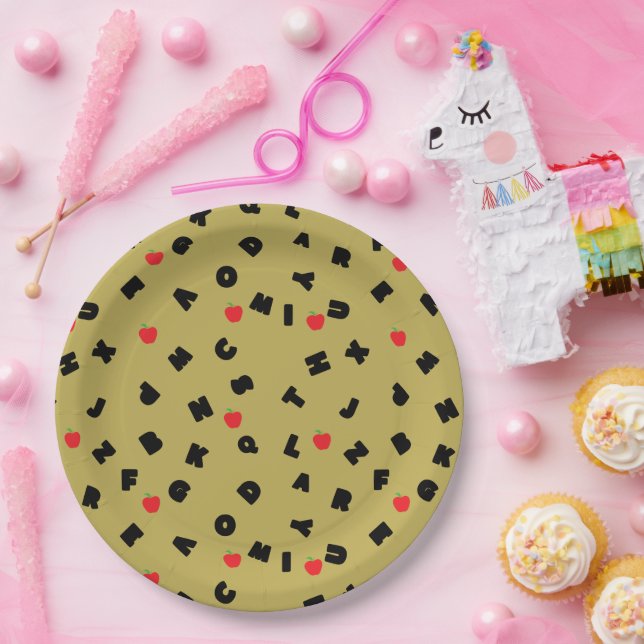 Plato De Papel abc kindergarten letter safari wild tree school (Fiesta)