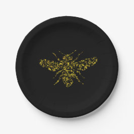 Plato De Papel Abeja amarilla Pintura salpicada