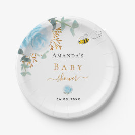 Plato De Papel Abeja azul de burbujas Baby Shower niño de vegetac