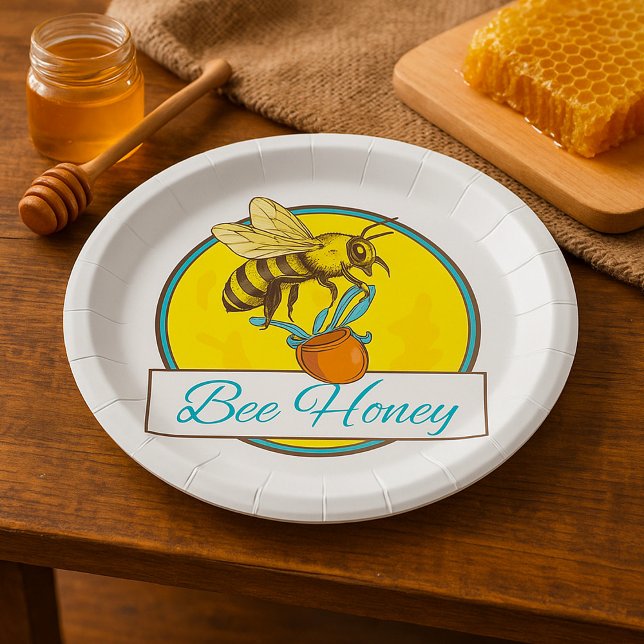 Plato De Papel Abeja Con Abeja Vintage De Honey Jar (Subido por el creador)