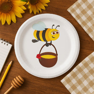 Plato De Papel Abeja con miel