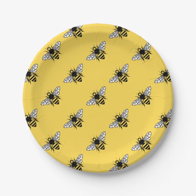 Plato De Papel Abeja de Manchester (Anverso)