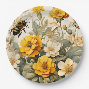 Plato De Papel Abeja de miel cosecha en botánicos